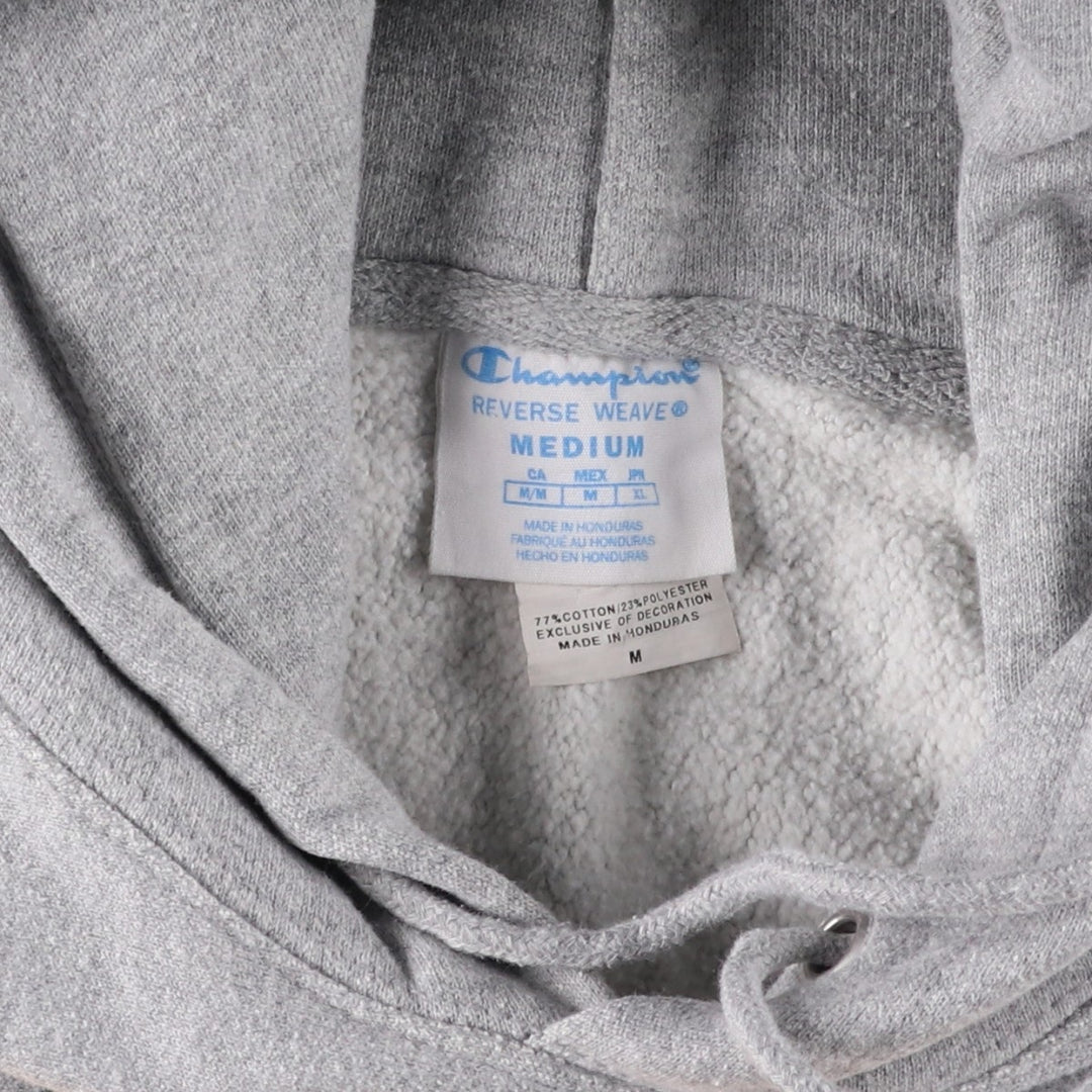 Champion Reverse Weave 3-row print college sweatshirt pullover hoodie, size M for men cotton gray type Vintage Second Hand