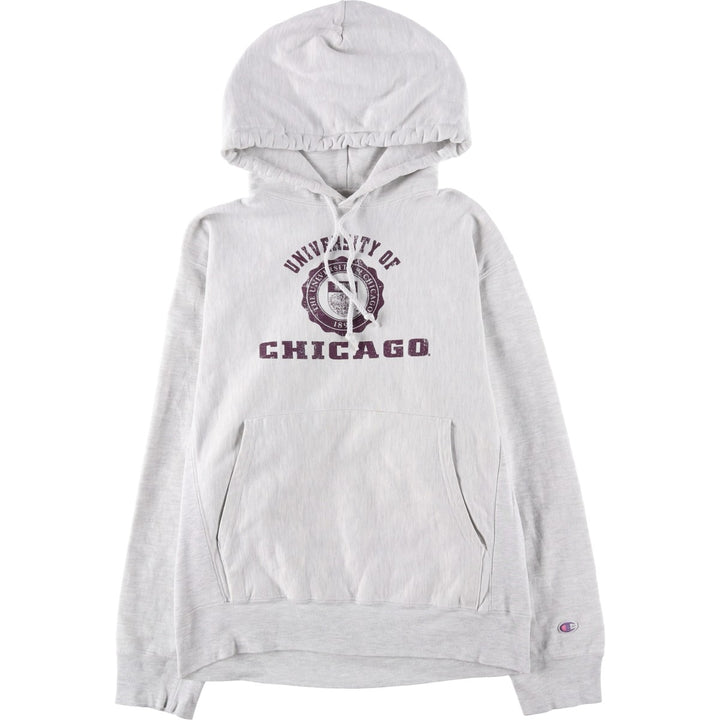 2000'S Champion Original Reverse Weave Triple Print College Pullover Hoodie, Men's Size Small cotton gray type Vintage Second Hand