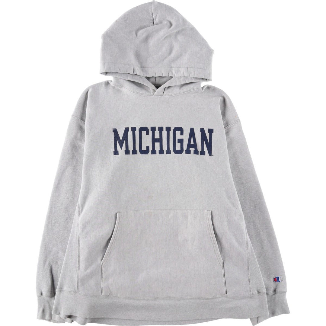 2000'S Champion MICHIGAN University of Michigan College Sweatshirt Pullover Hoodie, Men's Size L cotton gray type Vintage Second Hand