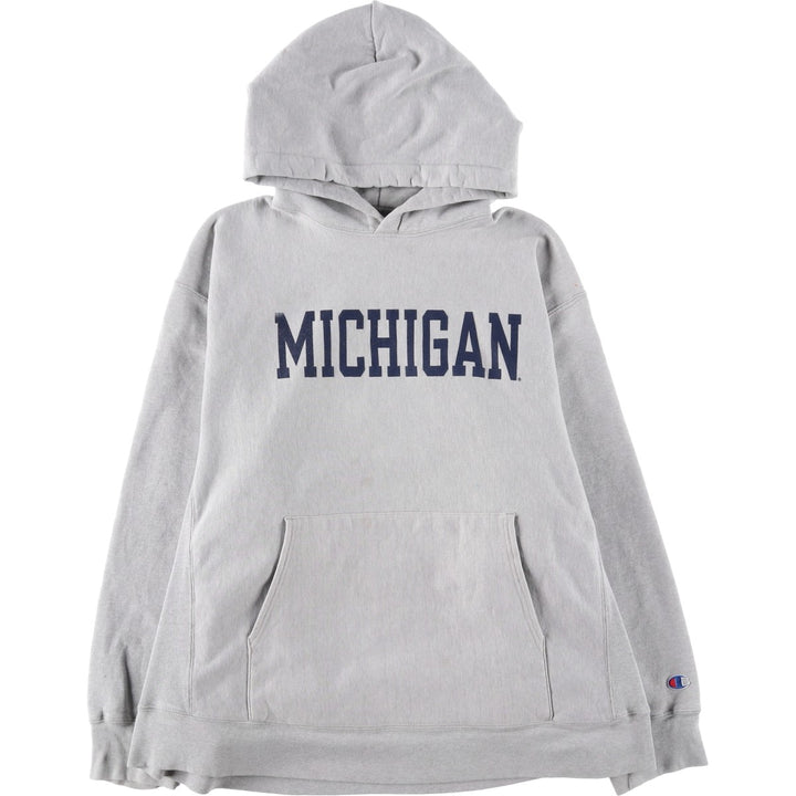 2000'S Champion MICHIGAN University of Michigan College Sweatshirt Pullover Hoodie, Men's Size L cotton gray type Vintage Second Hand