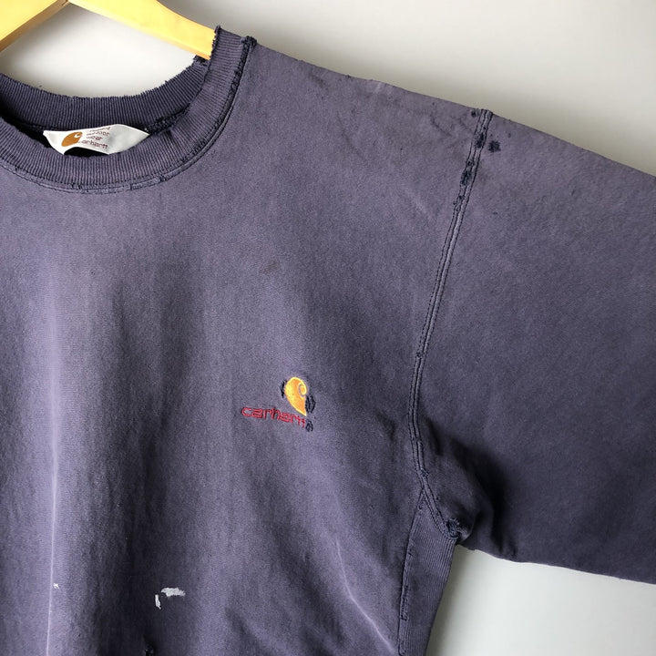 Carhartt rugged outdoor wear one-point logo sweatshirt, men's size M unclear Purple type blue-purple Vintage Second Hand