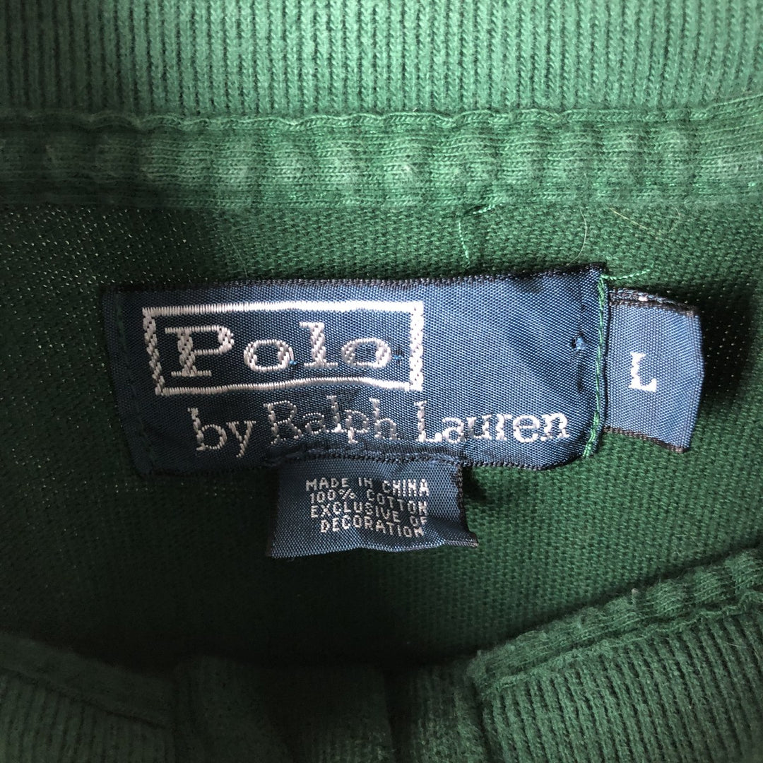 Ralph Lauren POLO by Ralph Lauren Half-button sweatshirt, men's size L cotton green type Vintage Second Hand