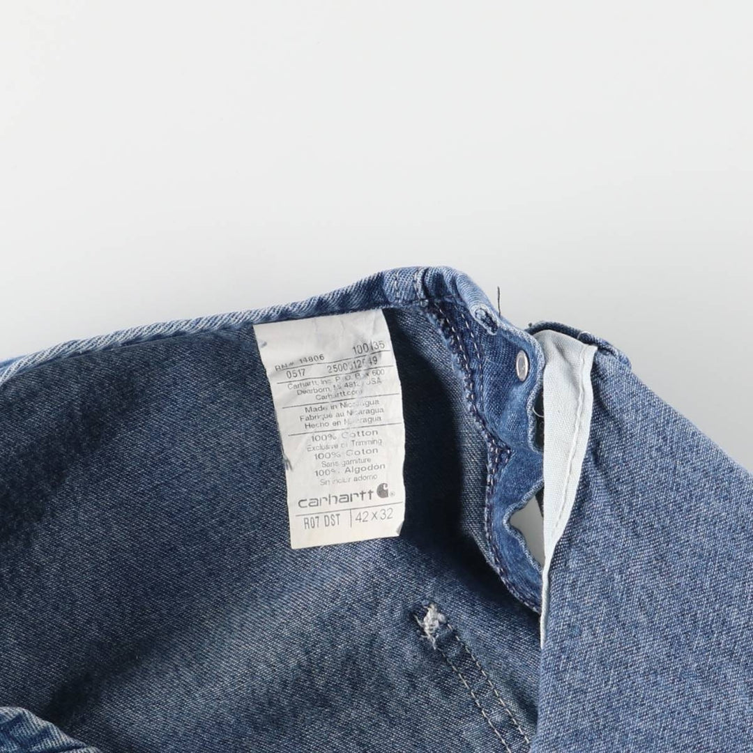 Carhartt Men's Oversized Denim Overalls (Size W44) cotton blue type Vintage Second Hand