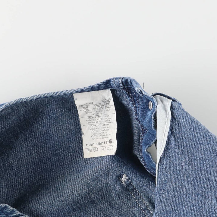 Carhartt Men's Oversized Denim Overalls (Size W44) cotton blue type Vintage Second Hand