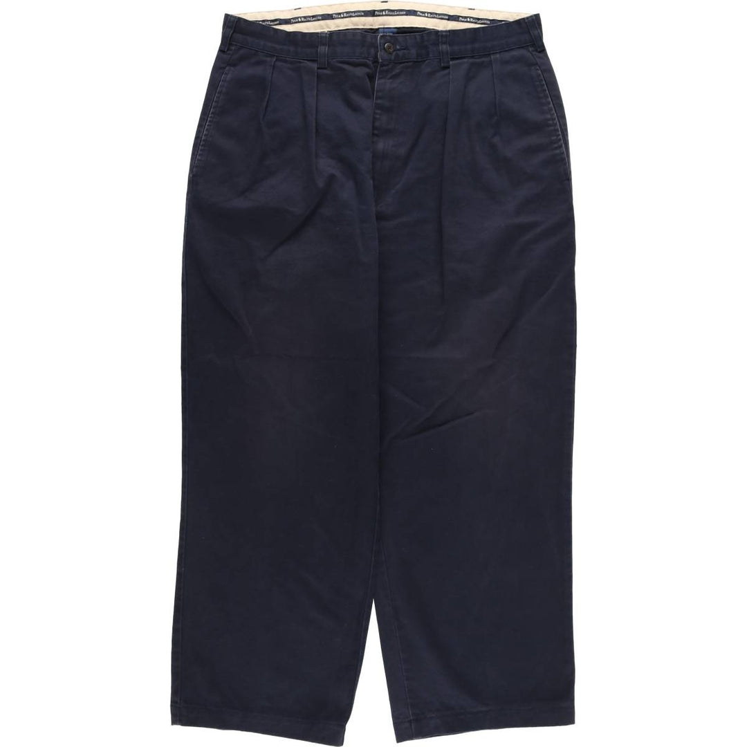 Ralph Lauren Polo Ralph Lauren Two-pleat Chino Pants for Men, W34 equivalent cotton navy blue type Vintage Second Hand
