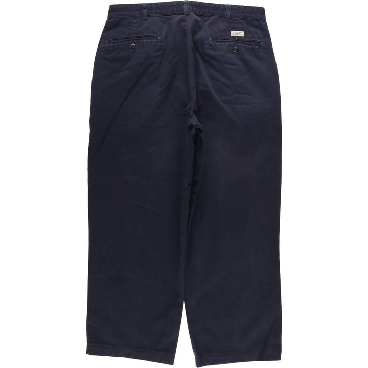 Ralph Lauren Polo Ralph Lauren Two-pleat Chino Pants for Men, W34 equivalent cotton navy blue type Vintage Second Hand