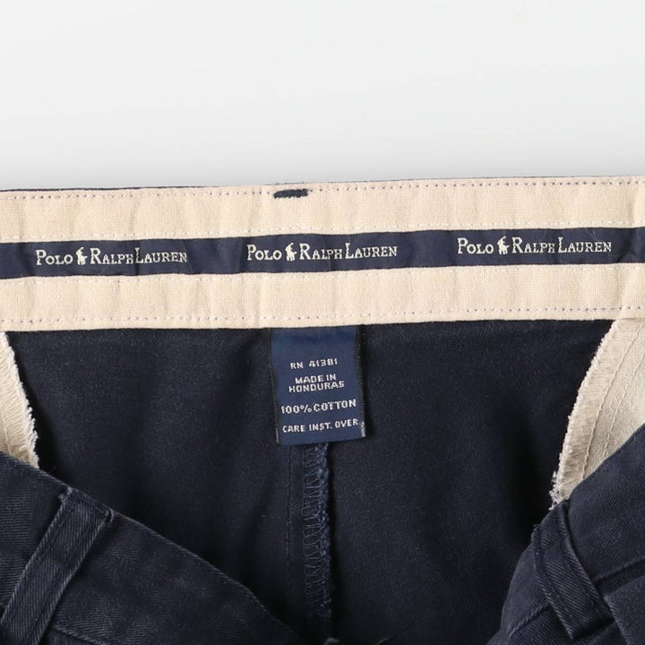 Ralph Lauren Polo Ralph Lauren Two-pleat Chino Pants for Men, W34 equivalent cotton navy blue type Vintage Second Hand