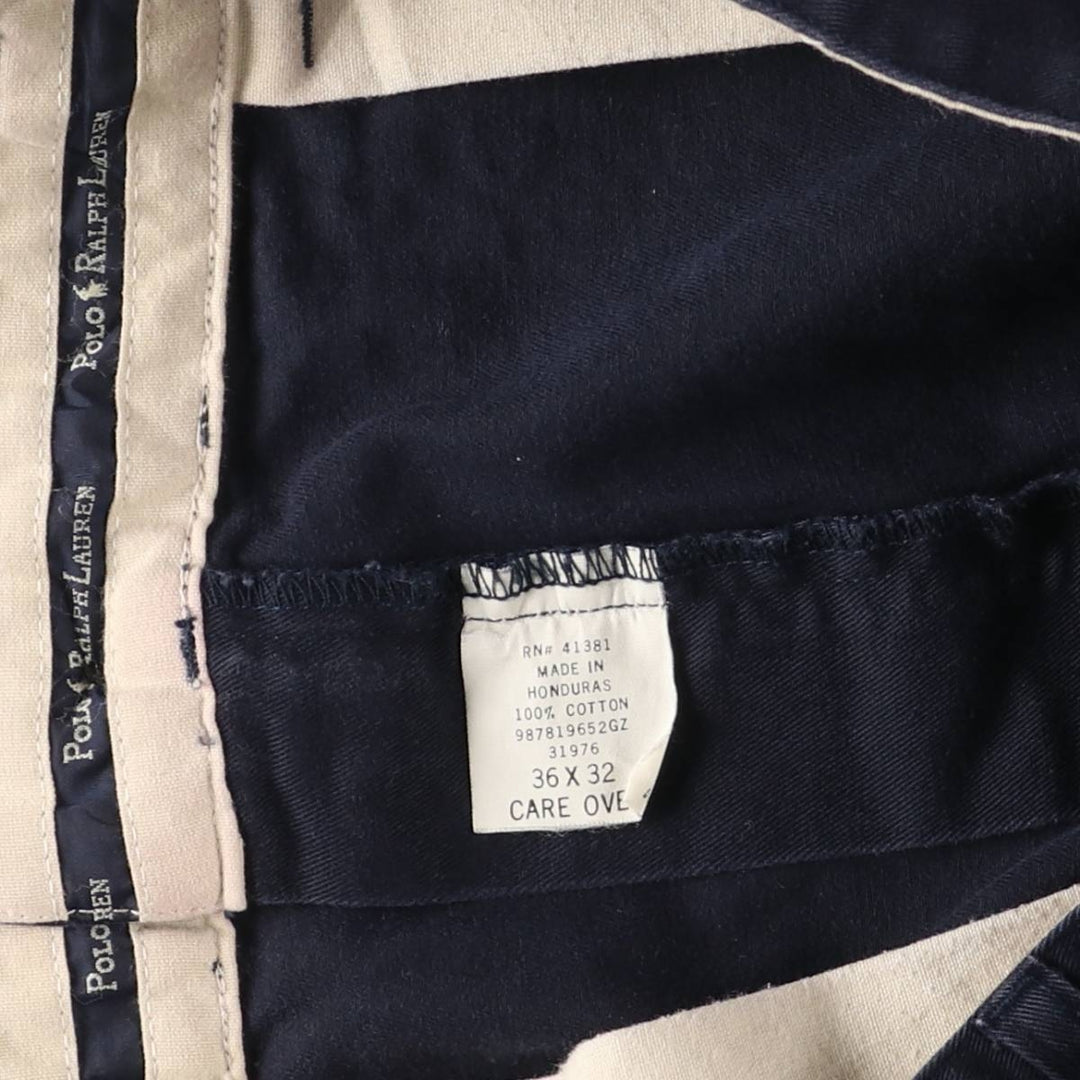 Ralph Lauren Polo Ralph Lauren Two-pleat Chino Pants for Men, W34 equivalent cotton navy blue type Vintage Second Hand