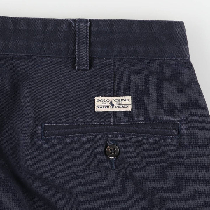 Ralph Lauren Polo Ralph Lauren Two-pleat Chino Pants for Men, W34 equivalent cotton navy blue type Vintage Second Hand