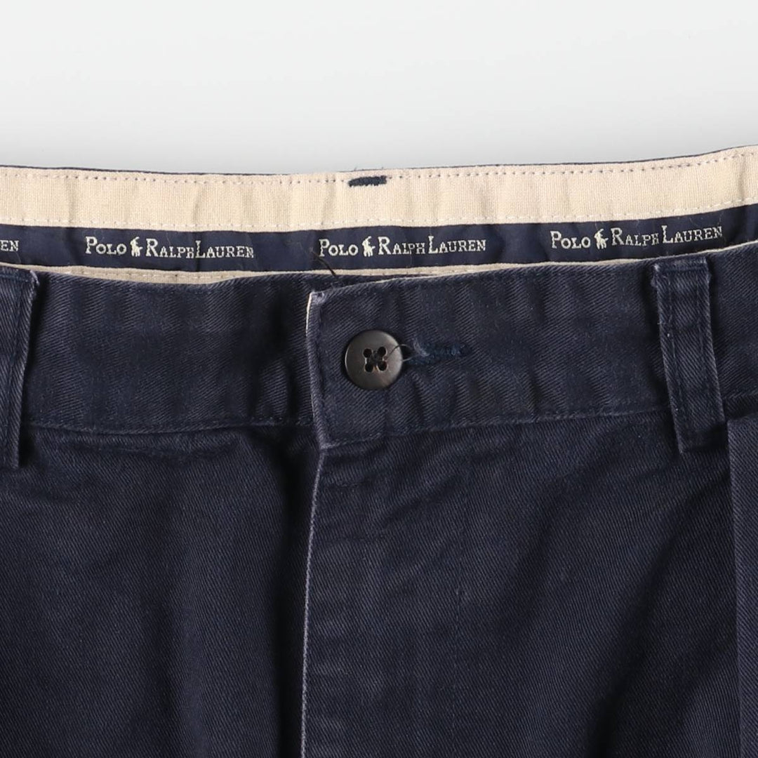Ralph Lauren Polo Ralph Lauren Two-pleat Chino Pants for Men, W34 equivalent cotton navy blue type Vintage Second Hand