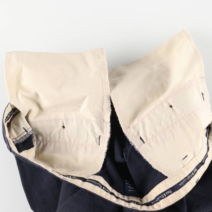 Ralph Lauren Polo Ralph Lauren Two-pleat Chino Pants for Men, W34 equivalent cotton navy blue type Vintage Second Hand