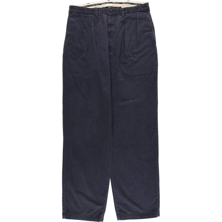Ralph Lauren Polo Ralph Lauren Two-pleat Chino Pants for Men, W34 equivalent cotton navy blue type Vintage Second Hand