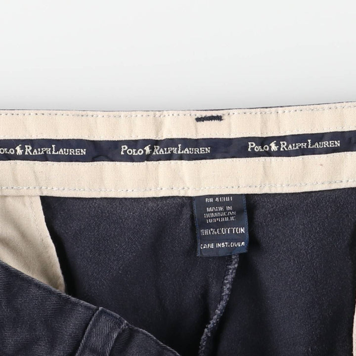 Ralph Lauren Polo Ralph Lauren Two-pleat Chino Pants for Men, W34 equivalent cotton navy blue type Vintage Second Hand