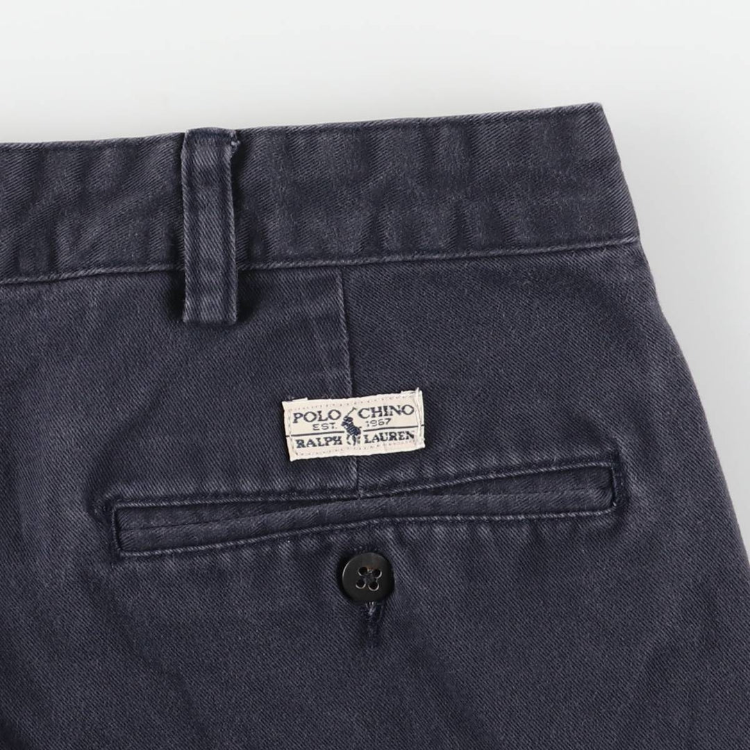 Ralph Lauren Polo Ralph Lauren Two-pleat Chino Pants for Men, W34 equivalent cotton navy blue type Vintage Second Hand
