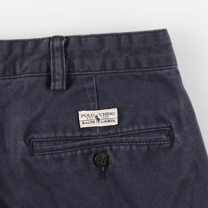 Ralph Lauren Polo Ralph Lauren Two-pleat Chino Pants for Men, W34 equivalent cotton navy blue type Vintage Second Hand