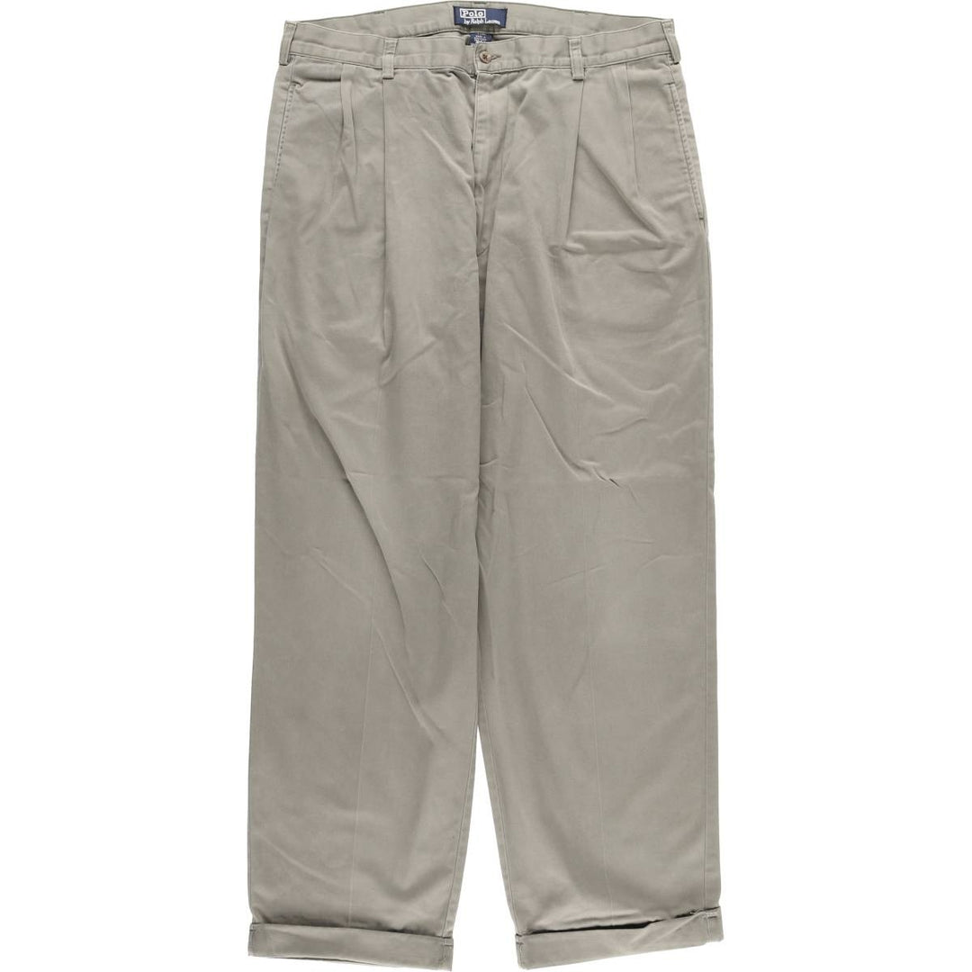 Ralph Lauren POLO by Ralph Lauren Two-pleat Chino Pants for Men, W35 cotton Khaki type sage green Vintage Second Hand