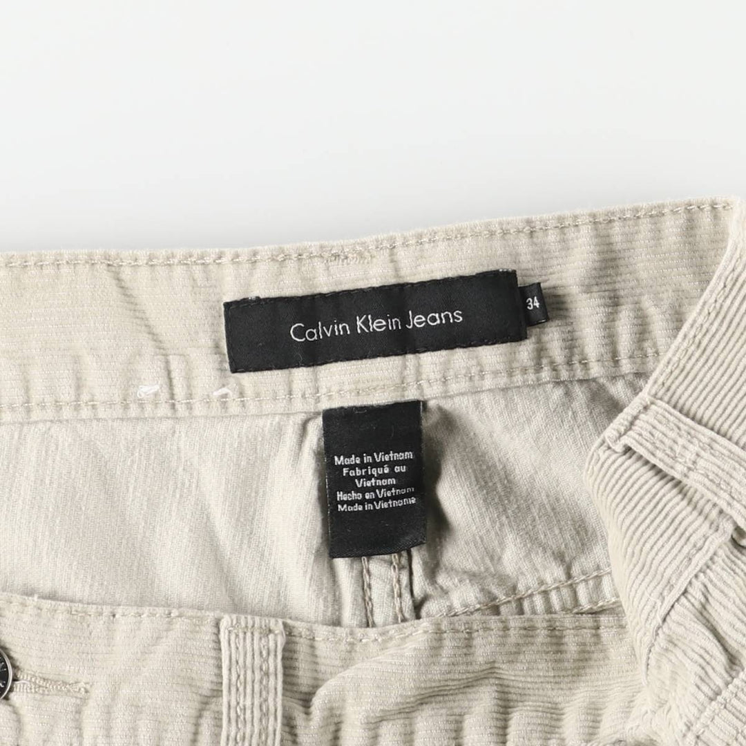 Calvin Klein Jeans Relaxed Straight Leg Corduroy Pants, Men's, Size W34 cotton Beige type Vintage Second Hand