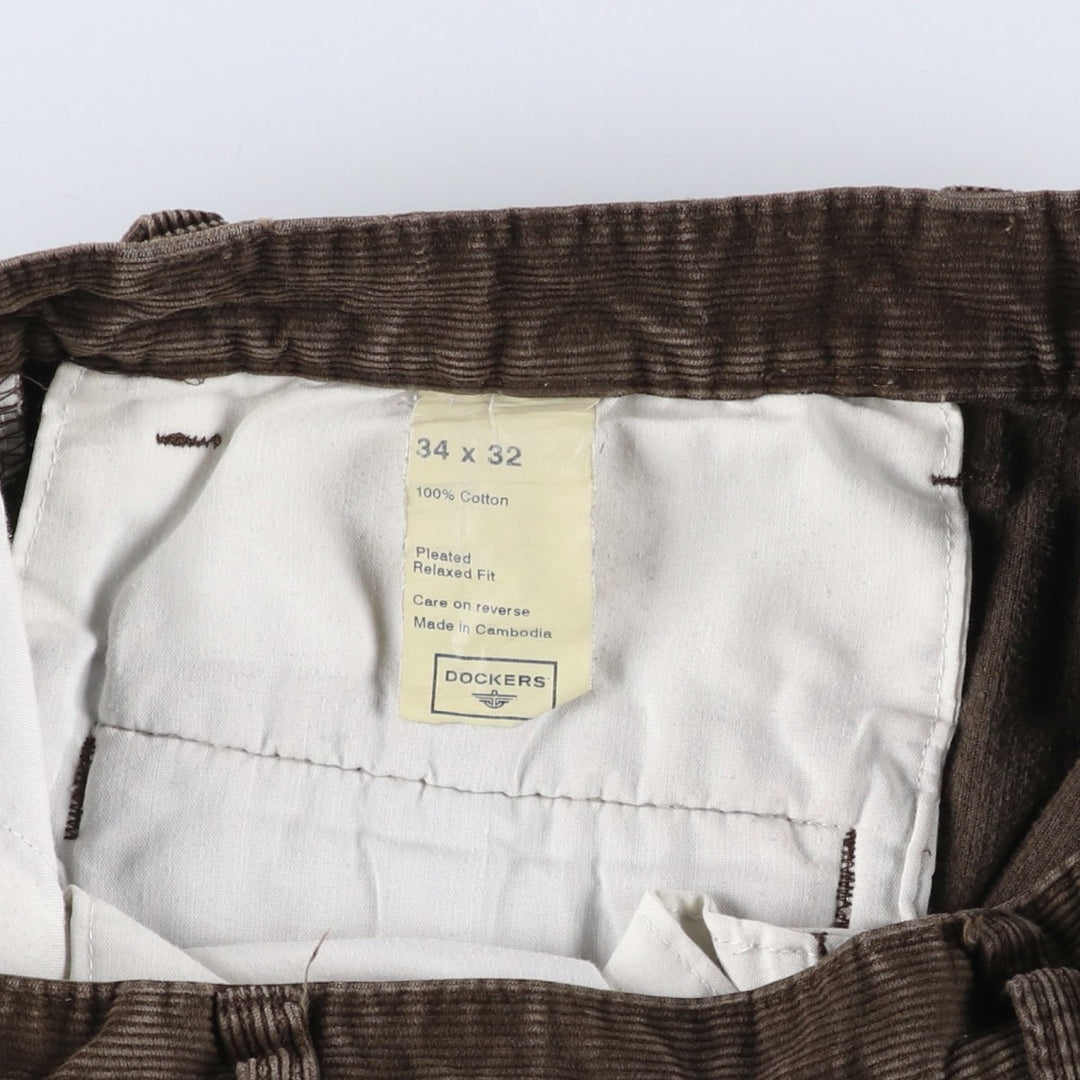 Dockers Two-pleat Corduroy Pants, Men's, Size W32 cotton brown type Vintage Second Hand