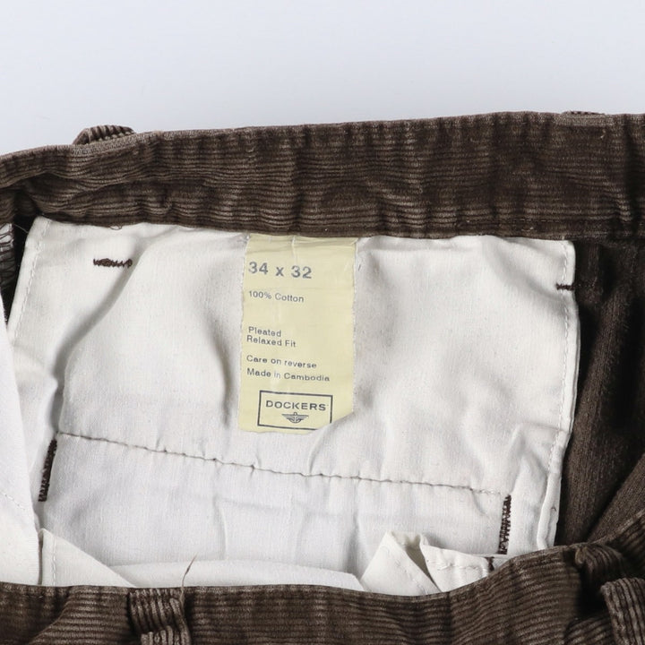 Dockers Two-pleat Corduroy Pants, Men's, Size W32 cotton brown type Vintage Second Hand