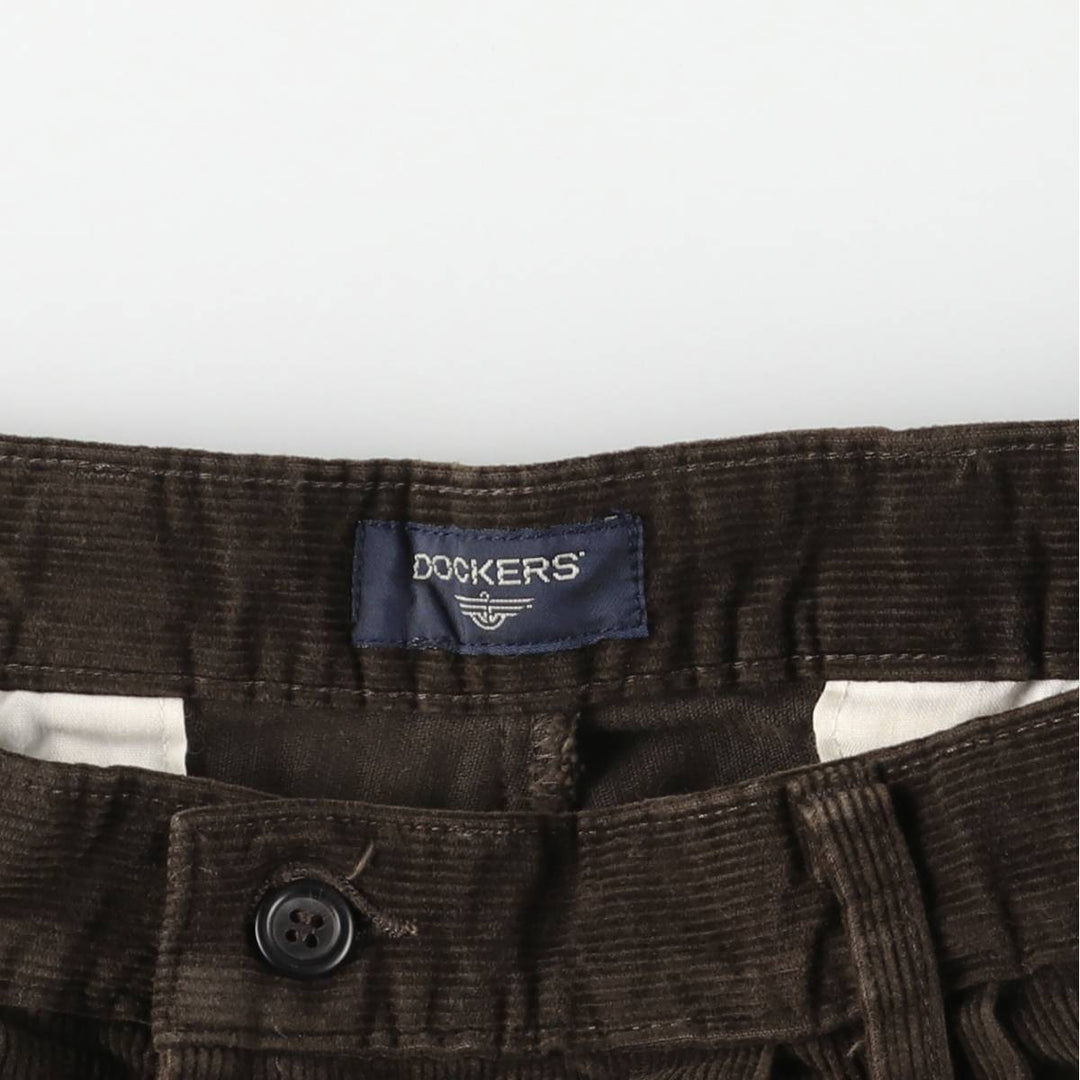2000'S Dockers Pleated Relaxed Fit Two-Pleated Corduroy Pants, Men's, Size W30 cotton brown type Vintage Second Hand
