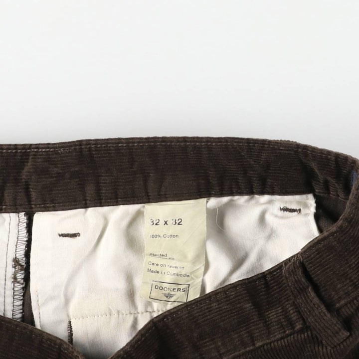 2000'S Dockers Pleated Relaxed Fit Two-Pleated Corduroy Pants, Men's, Size W30 cotton brown type Vintage Second Hand
