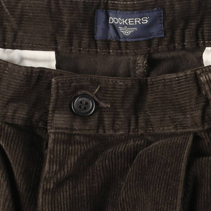 2000'S Dockers Pleated Relaxed Fit Two-Pleated Corduroy Pants, Men's, Size W30 cotton brown type Vintage Second Hand
