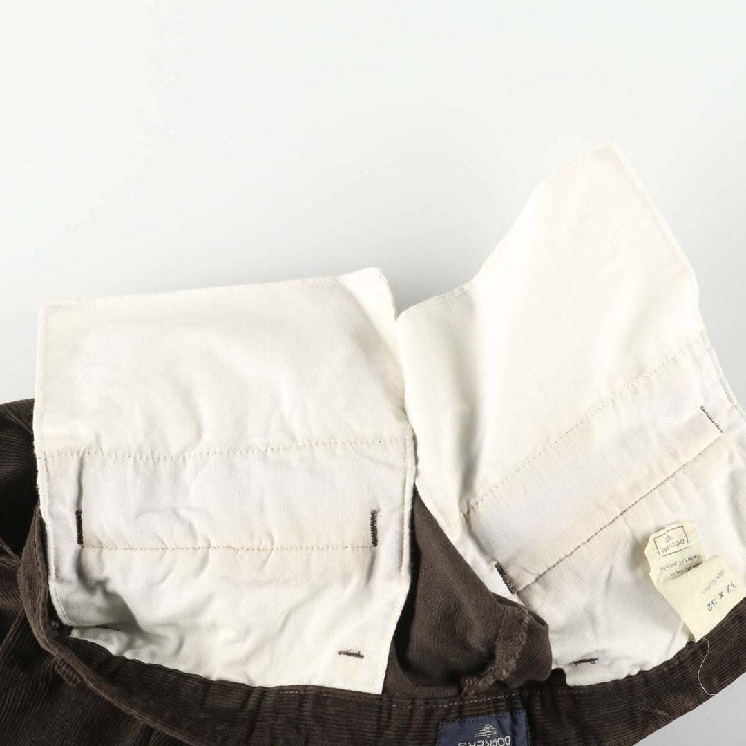 2000'S Dockers Pleated Relaxed Fit Two-Pleated Corduroy Pants, Men's, Size W30 cotton brown type Vintage Second Hand