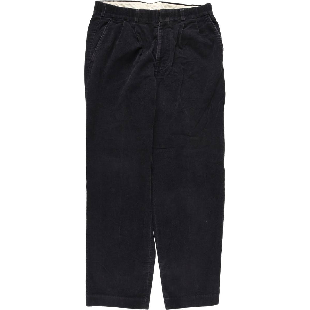 THOMSON Two-pleat Corduroy Pants, Men's, Size W33 polyester navy blue type Vintage Second Hand