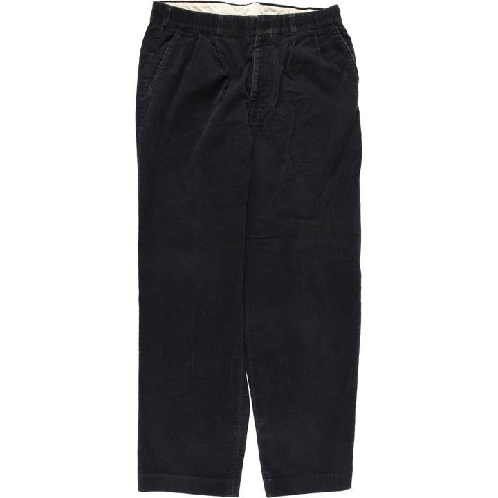 THOMSON Two-pleat Corduroy Pants, Men's, Size W33 polyester navy blue type Vintage Second Hand