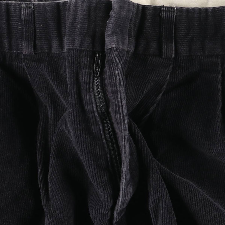 THOMSON Two-pleat Corduroy Pants, Men's, Size W33 polyester navy blue type Vintage Second Hand