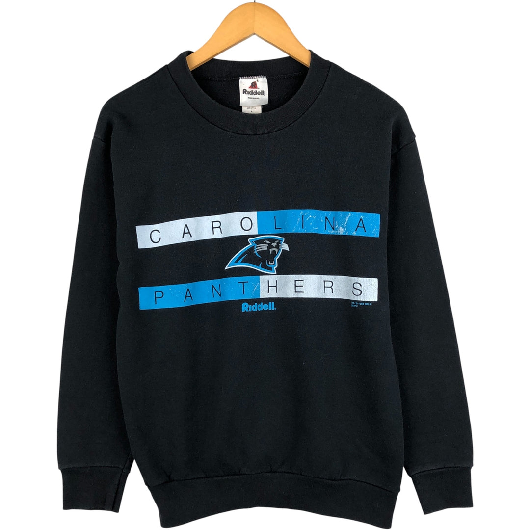 90'S Riddell NFL Carolina Panthers Print Sweatshirt, Made in USA, Men's Size Medium cotton black type Vintage Second Hand
