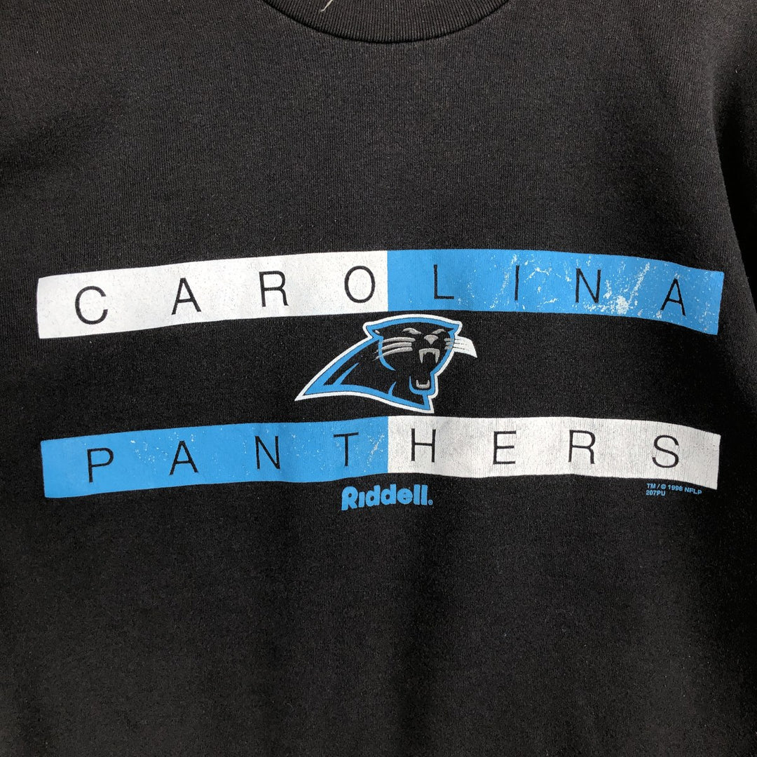 90'S Riddell NFL Carolina Panthers Print Sweatshirt, Made in USA, Men's Size Medium cotton black type Vintage Second Hand