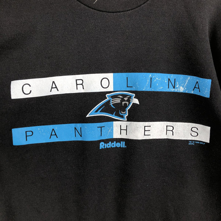 90'S Riddell NFL Carolina Panthers Print Sweatshirt, Made in USA, Men's Size Medium cotton black type Vintage Second Hand