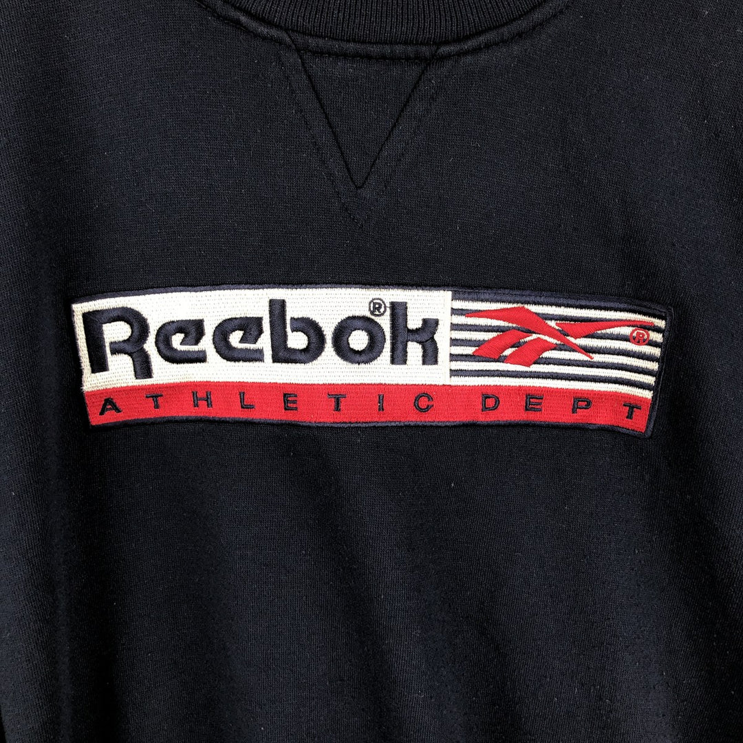 90s-00'S Reebok ATHLETIC DEPT Logo Sweatshirt, Men's Size L, Vintage polyester navy blue type Vintage Second Hand