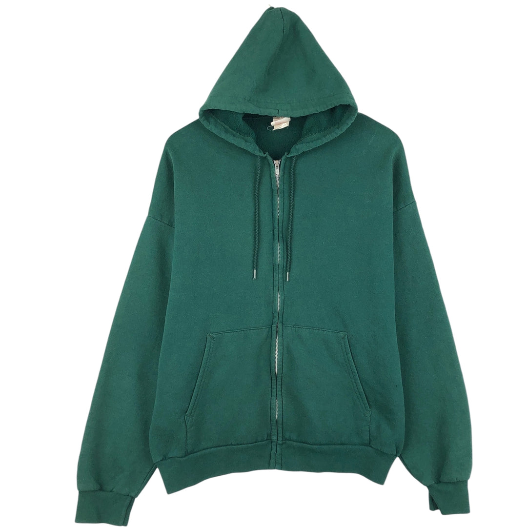 Hanes Full Zip Sweatshirt, Men's XL cotton Green type dark green Vintage Second Hand