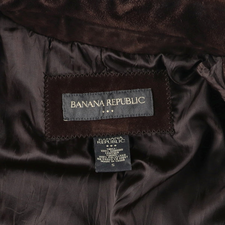 Banana Republic suede leather half coat, men's size S genuine leather brown type Vintage Second Hand