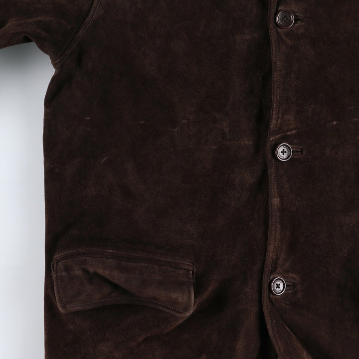 Banana Republic suede leather half coat, men's size S genuine leather brown type Vintage Second Hand