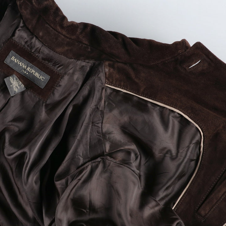 Banana Republic suede leather half coat, men's size S genuine leather brown type Vintage Second Hand