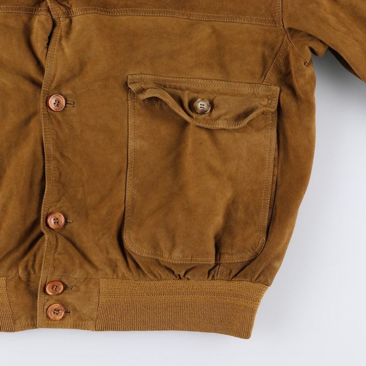 90'S SAVE THE FOREST Balster Jacket, Suede Leather Blouson, Men's Size L, Vintage Genuine Leather Suede Leather brown type Vintage Second Hand