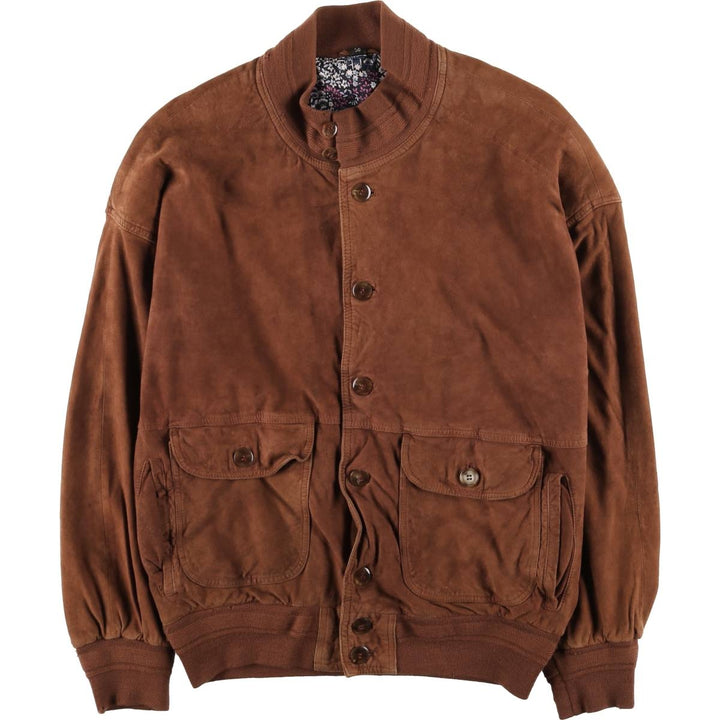 Vintage suede leather blouson balster jacket, men's size XL unclear brown type Vintage Second Hand