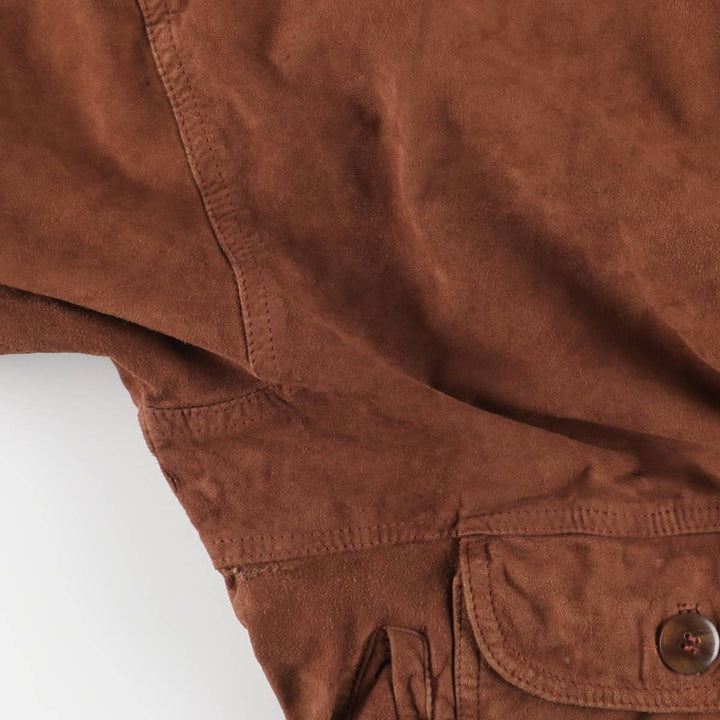 Vintage suede leather blouson balster jacket, men's size XL unclear brown type Vintage Second Hand