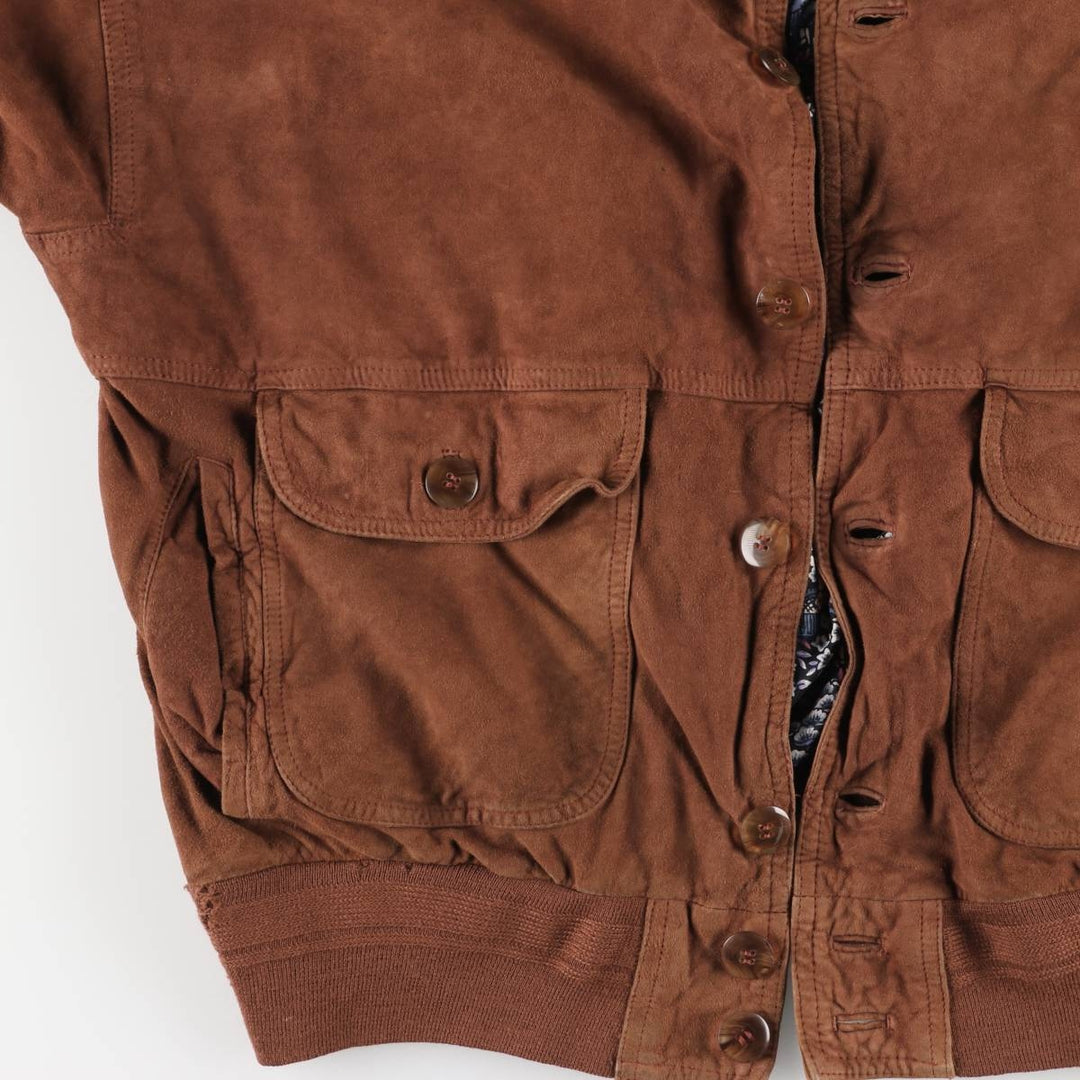 Vintage suede leather blouson balster jacket, men's size XL unclear brown type Vintage Second Hand