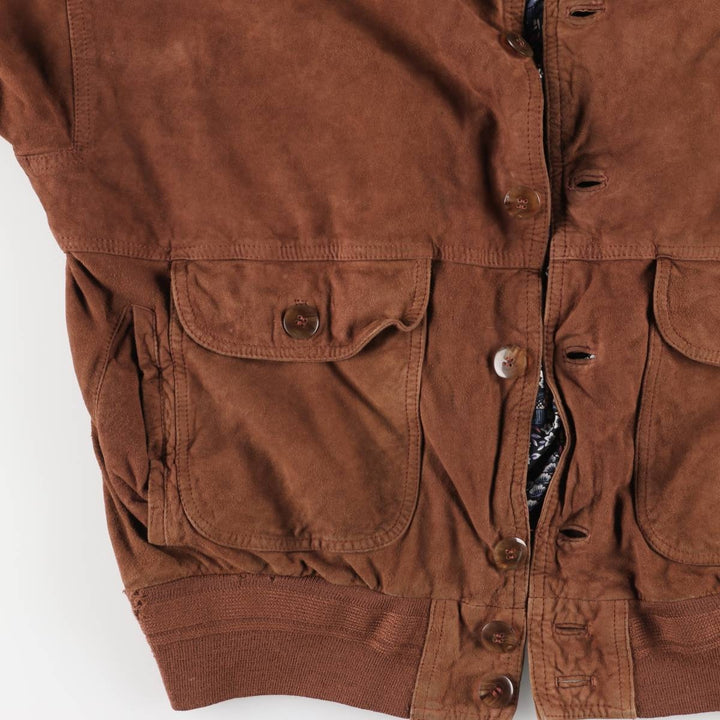 Vintage suede leather blouson balster jacket, men's size XL unclear brown type Vintage Second Hand
