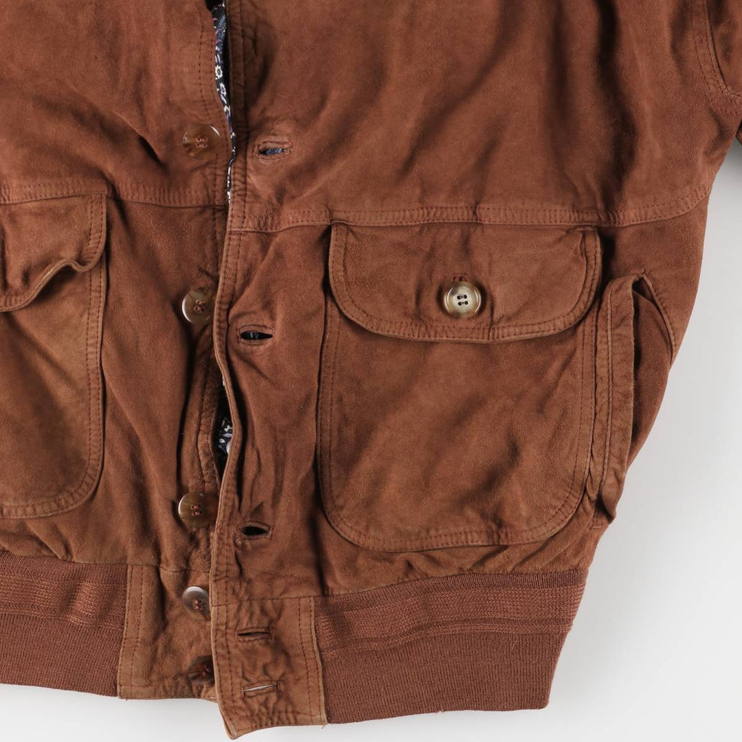 Vintage suede leather blouson balster jacket, men's size XL unclear brown type Vintage Second Hand
