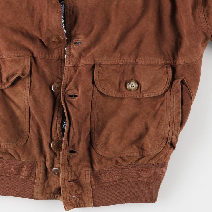 Vintage suede leather blouson balster jacket, men's size XL unclear brown type Vintage Second Hand