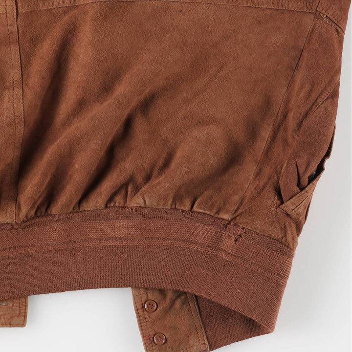 Vintage suede leather blouson balster jacket, men's size XL unclear brown type Vintage Second Hand
