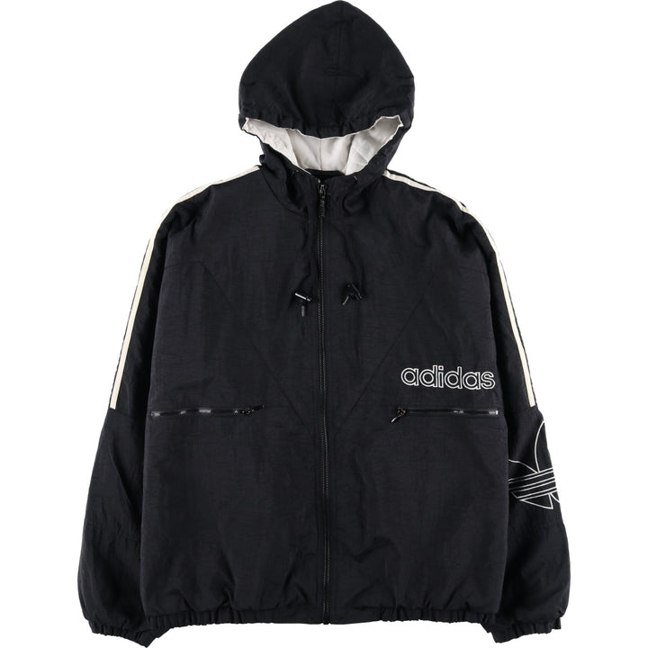 Vintage 80s-90'S Adidas padded hoodie/puffer jacket, size M, men's Nylon black type Vintage Second Hand