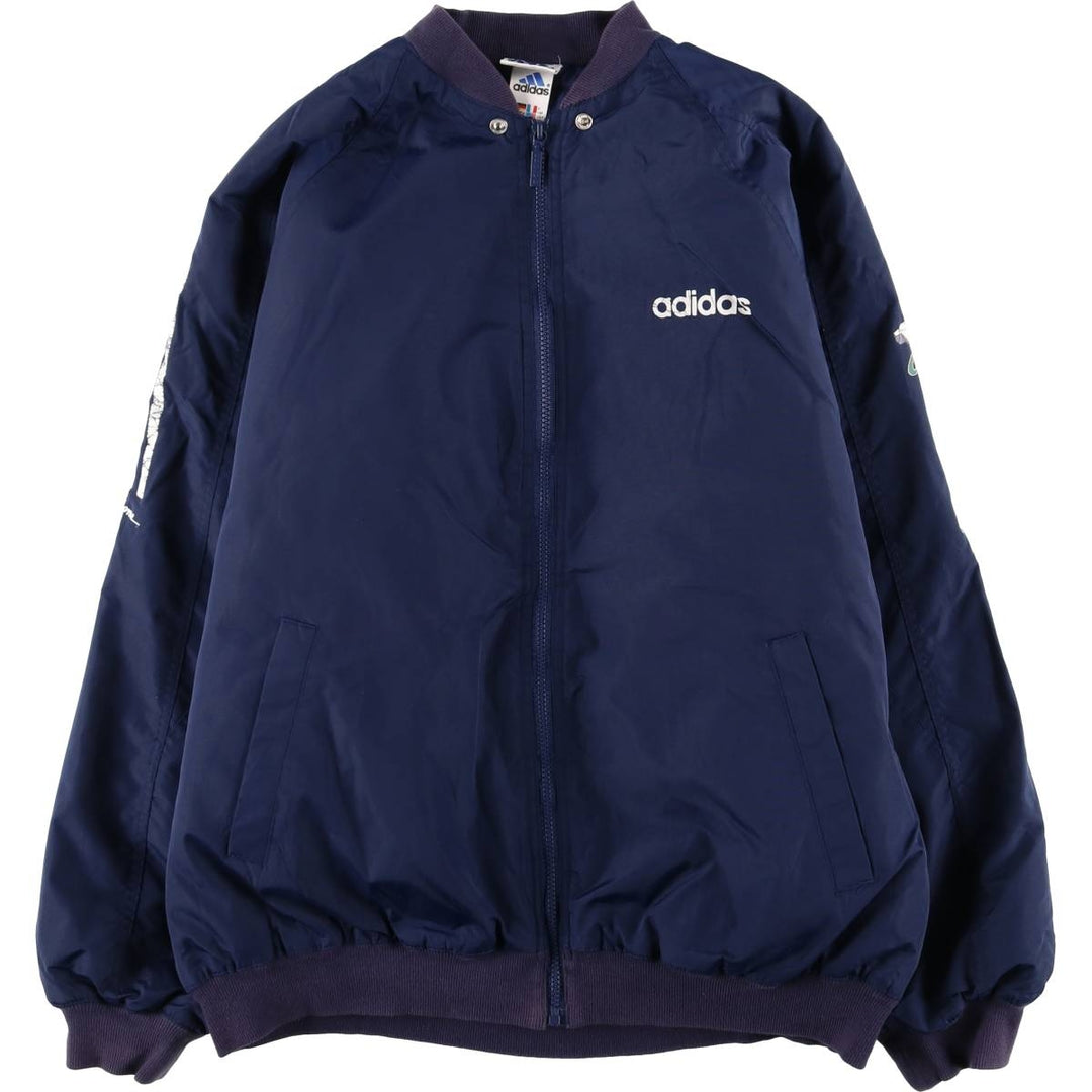90s-00'S Adidas padded puffer jacket, men's size L Nylon navy blue type Vintage Second Hand