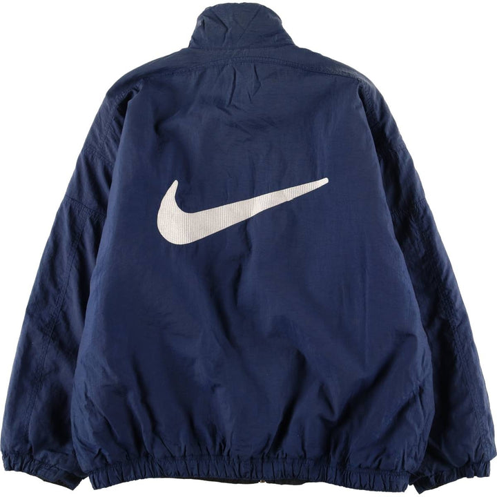90'S Nike reversible puffer jacket with back logo, men's size L, vintage Nylon Navy blue Vintage Second Hand