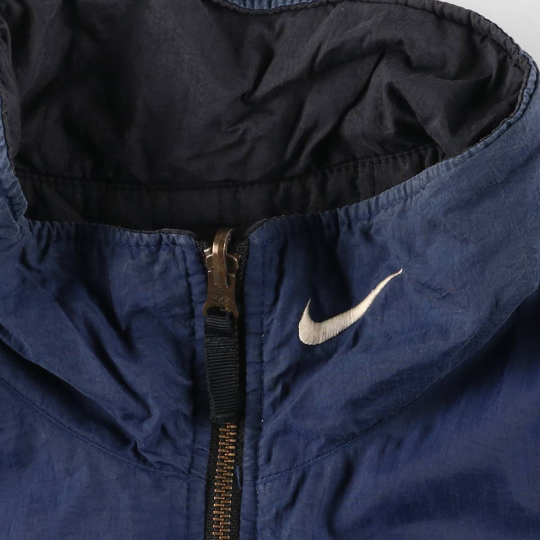 90'S Nike reversible puffer jacket with back logo, men's size L, vintage Nylon Navy blue Vintage Second Hand